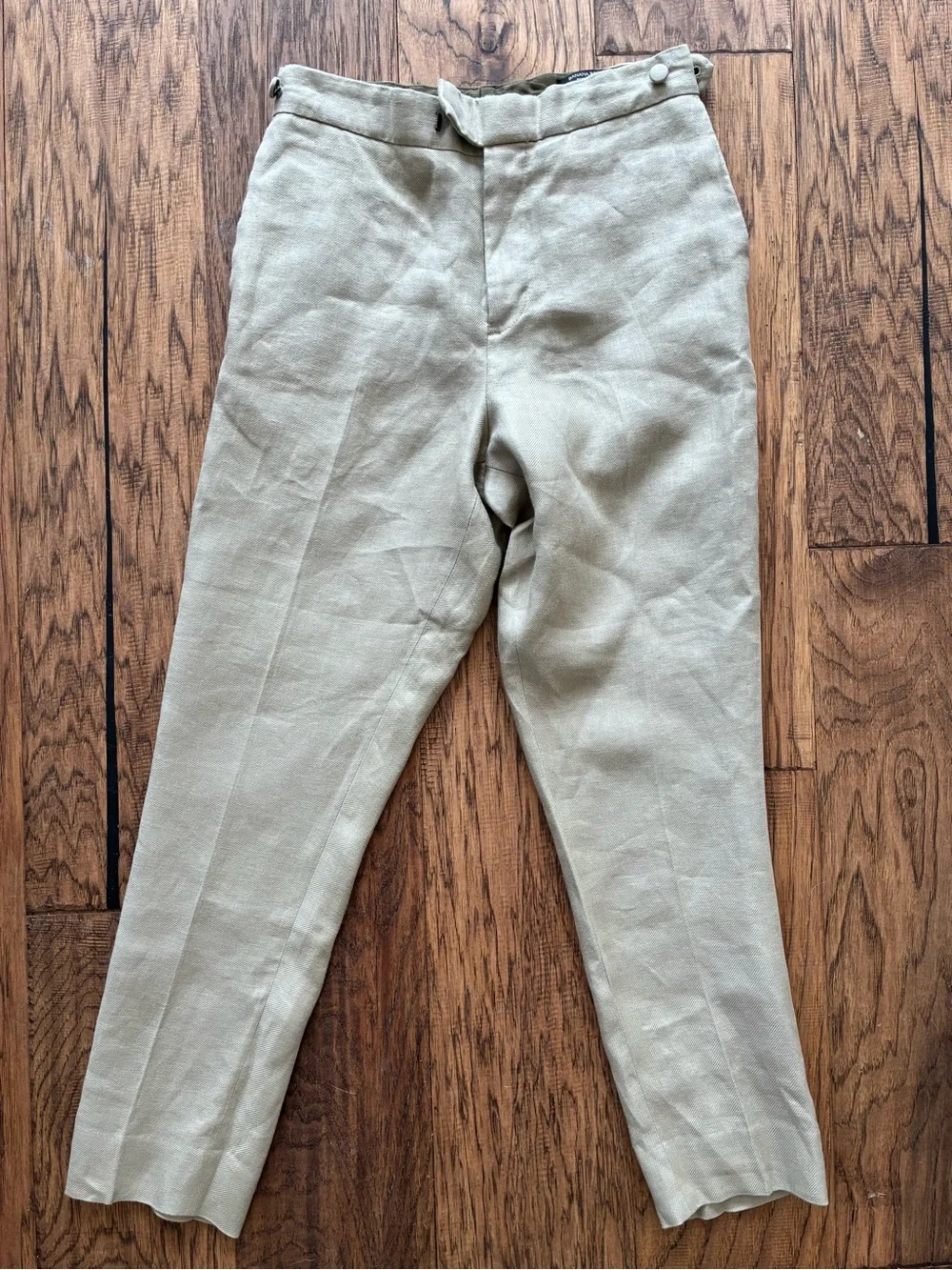 Banana Republic Irish Linen Tapered Tuxedo Pants in Light Beige